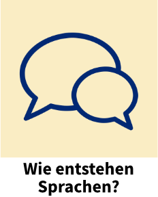 icon chat bubbles mit Frage: Wie entstehen Sprachen?