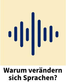 icon sound wave mit Frage: Warum verändern sich Sprachen?